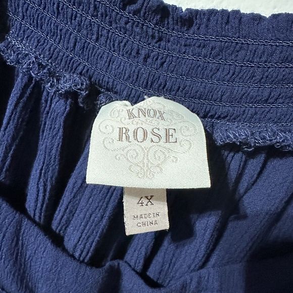 Knox Rose Maxi Dress Women’s Plus Size 4X Navy Blue Mumu Crochet Trim Sharkbite - Picture 2 of 6